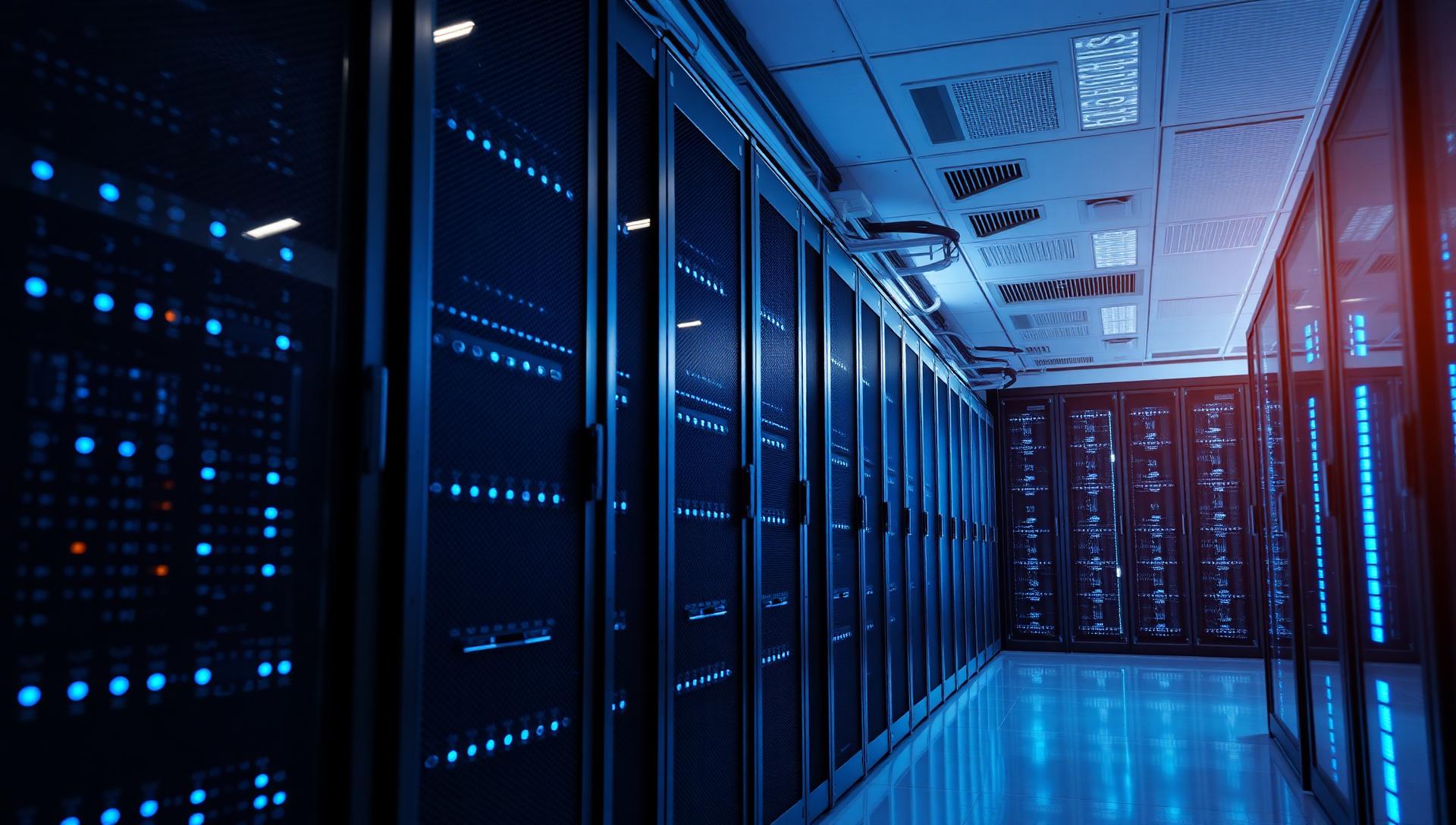 Data center moderno com servidores corporativos